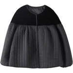 Boho Black O-Neck Button Patchwork Winter Jackets Long sleeve