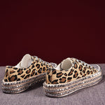 Boho Leopard Print Splicing Flat Shoes For Women Cotton Fabric