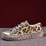 Boho Leopard Print Splicing Flat Shoes For Women Cotton Fabric