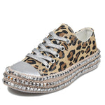 Boho Leopard Print Splicing Flat Shoes For Women Cotton Fabric