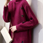 Boutique Khaki Turtleneck Thick Fall Winter Knit Sweater