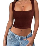 Zeagoo Sleeveless Crop Top Square Neck Tank Top