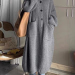 Casua Grey Turtleneck Pockets Button Thick Long Knit Sweater Fall