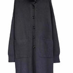 Casua Grey Turtleneck Pockets Button Thick Long Knit Sweater Fall