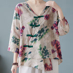 Casual Apricot V Neck Print Shirts Half Sleeve