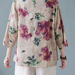 Casual Apricot V Neck Print Shirts Half Sleeve
