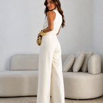 Valentina | Halter Jumpsuit with Tie Front and Wide-leg Palazzo Cut