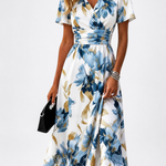 Denise | Floral Print Midi Wrap Dress