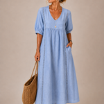 Steffi - Linen Blend Summer Midi Dress