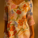 Emmeline | Painterly Floral V-Neck Tunic