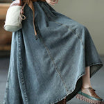 Chic Blue Retro Patchwork A Line Summer  Skirts Denim