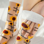 Chic Green Patchwork Sheer Mesh Ankle Socks