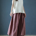Chunxin original design cotton and linen wide-leg pants