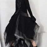 Classy Black Colorblock tulle asymmetrical design Skirt Summer