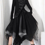 Classy Black Colorblock tulle asymmetrical design Skirt Summer
