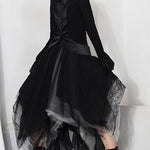 Classy Black Colorblock tulle asymmetrical design Skirt Summer