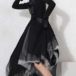 Classy Black Colorblock tulle asymmetrical design Skirt Summer