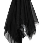 Classy Black Colorblock tulle asymmetrical design Skirt Summer