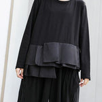 Classy black cotton shirts patchwork box fall shirts
