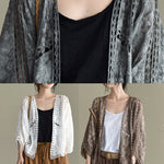 Coffee Cardigans Hollow Out Embroideried Batwing Sleeve