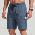 KZZ Men's Casual Solid-Color Cargo Shorts