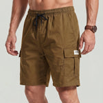 KZZ Men's Casual Solid-Color Cargo Shorts