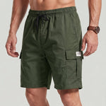 KZZ Men's Casual Solid-Color Cargo Shorts