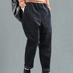 Comfy Black Pockets Patchwork Fall Harem Pants
