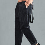Comfy Black Pockets Patchwork Fall Harem Pants