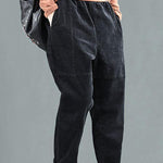 Comfy Black Pockets Patchwork Fall Harem Pants