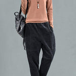 Comfy Black Pockets Patchwork Fall Harem Pants