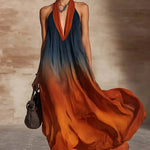 Paula | Long Halter/V Gradient Dress