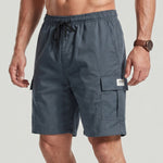 KZZ Men's Casual Solid-Color Cargo Shorts