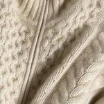 DIY Beige Zip Up Casual Woolen Knitted Tops Coat Winters