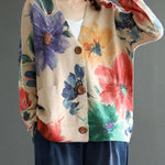 DIY Khaki V Neck Print Mink Hair Knitted Loose Coat Spring