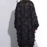 Elegant black lace dresses oversized lace gown women tassel dresses