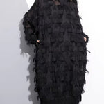 Elegant black lace dresses oversized lace gown women tassel dresses