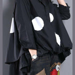Diy White Dotted Blouses For Women Asymmetric Shirt