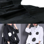 Diy White Dotted Blouses For Women Asymmetric Shirt