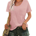 Zeagoo Women's Chest Pocket T Shirt Blouses Tops