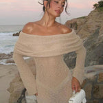 Charlotte Hayes | Off-Shoulder Bouclé Maxi Dress For Women