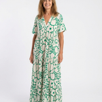 Zuleika | Short Sleeve V Neck Floral Midi Dress