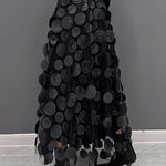 Elegant Dark Green Dot Patchwork Tulle Skirt Fall