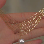 Elegant Gold Pearl Lace Tassel Pendant Necklace