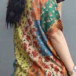 Elegant Print O-Neck Cotton Top Short Sleeve