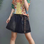 Elegant Print O-Neck Cotton Top Short Sleeve
