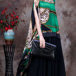 Fashion Green Leopard Print Low High Design Chiffon UPF 50+ Top Batwing Sleeve