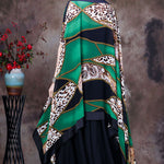 Fashion Green Leopard Print Low High Design Chiffon UPF 50+ Top Batwing Sleeve