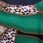 Fashion Green Leopard Print Low High Design Chiffon UPF 50+ Top Batwing Sleeve