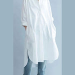 Fine White Pockets Button side open Fall Shirt Long sleeve